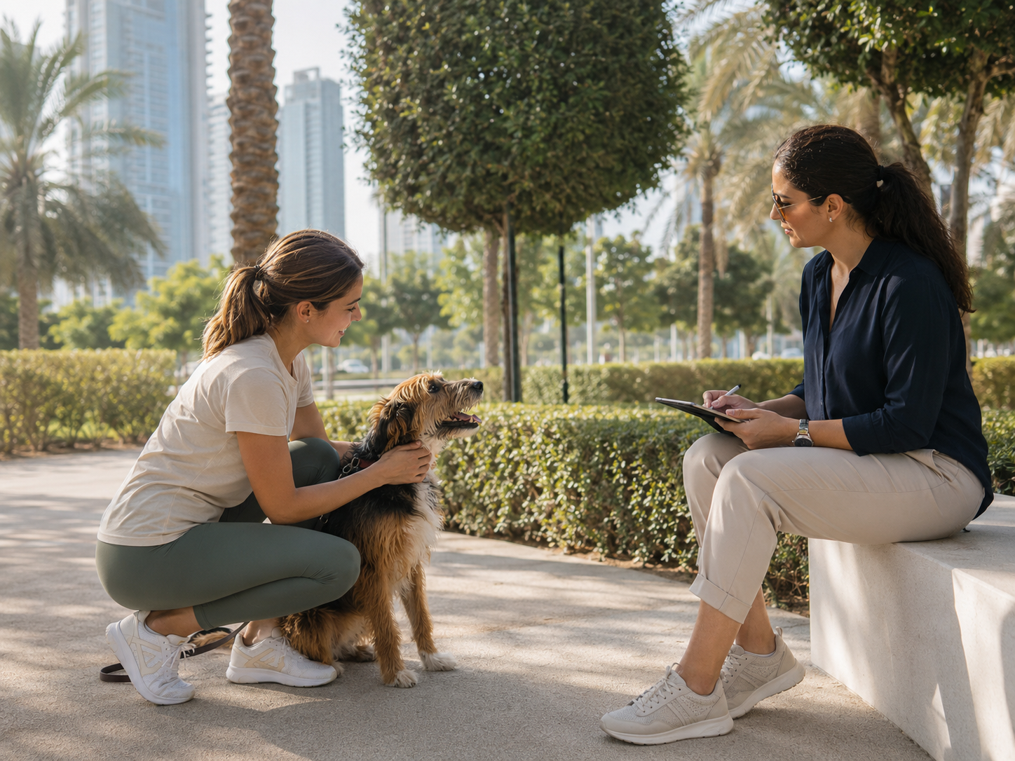 BEHAVE trainer observing a dog and owner during an outdoor consultation