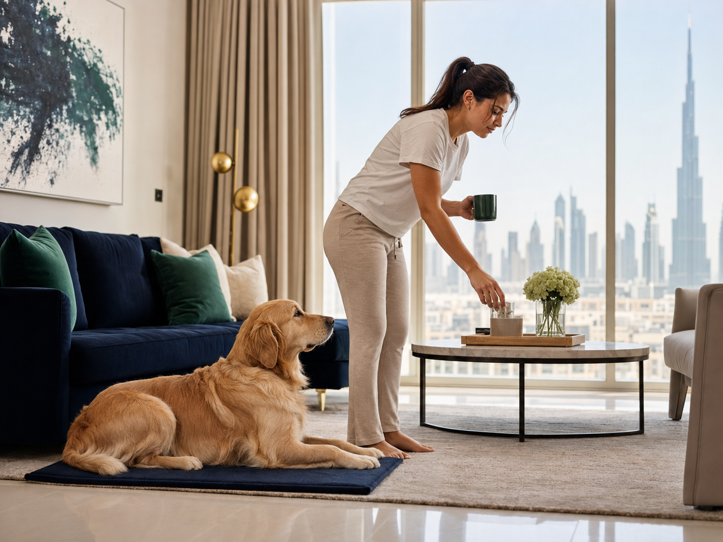 Dog practicing a calm home routine